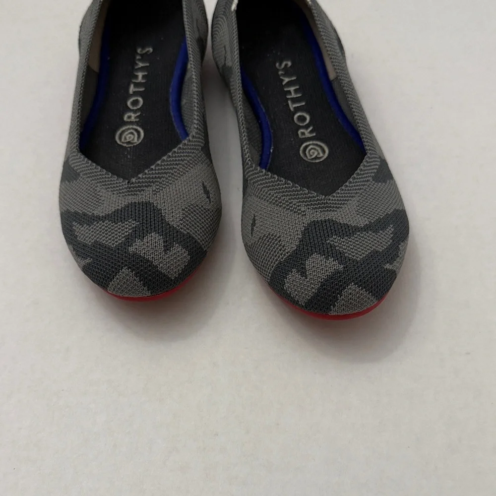 Rothy's Gray Camouflage Knit Ballet Flats with Red Soles - Picture 2 of 5